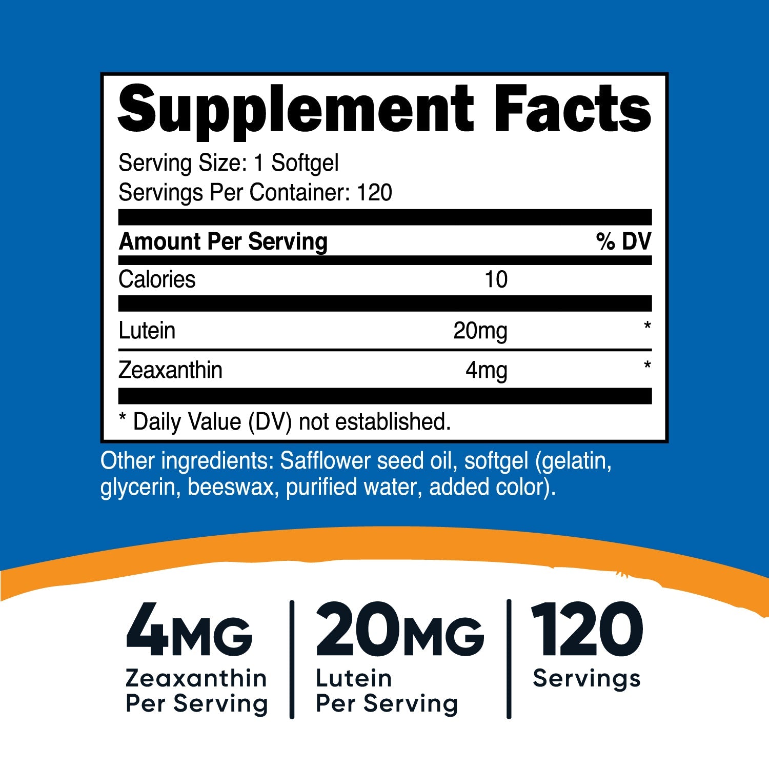 ZEAXANTHIN WITH LUTEIN 120 SOFTGELS NUTRICOST
