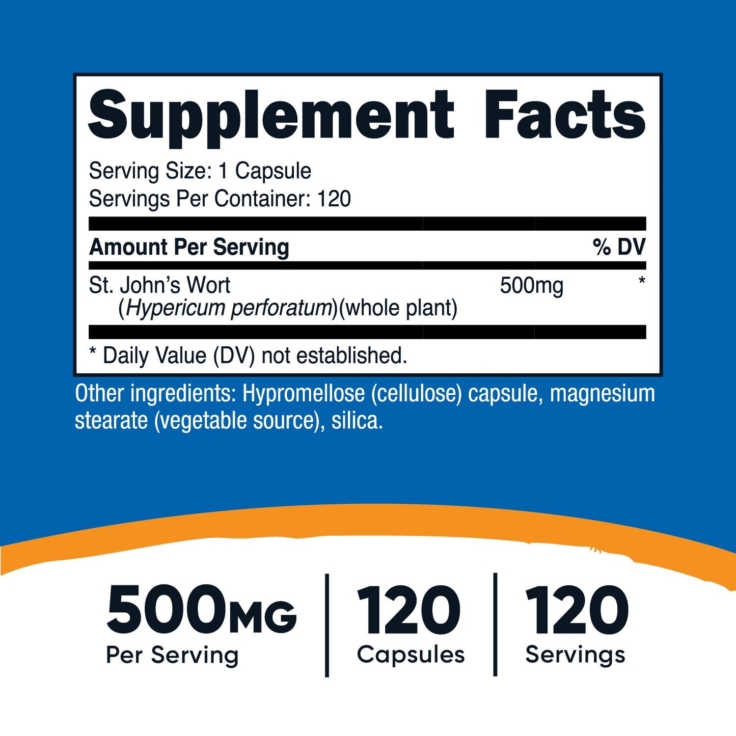 ST JOHNS WORT CAPSULES 500 MG 120 CAP NUTRICOST