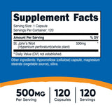 ST JOHNS WORT CAPSULES 500 MG 120 CAP NUTRICOST