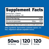 ZINC GLUCONATE 50 MG 120 CAPSULES (NUTRICOST)