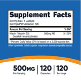 NIACIN FLUSH FREE  (500 MG) (120 Capsules) NUTRICOST