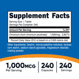 PICOLINATO DE CROMO 1000MCG /240 SRV. NUTRICOST