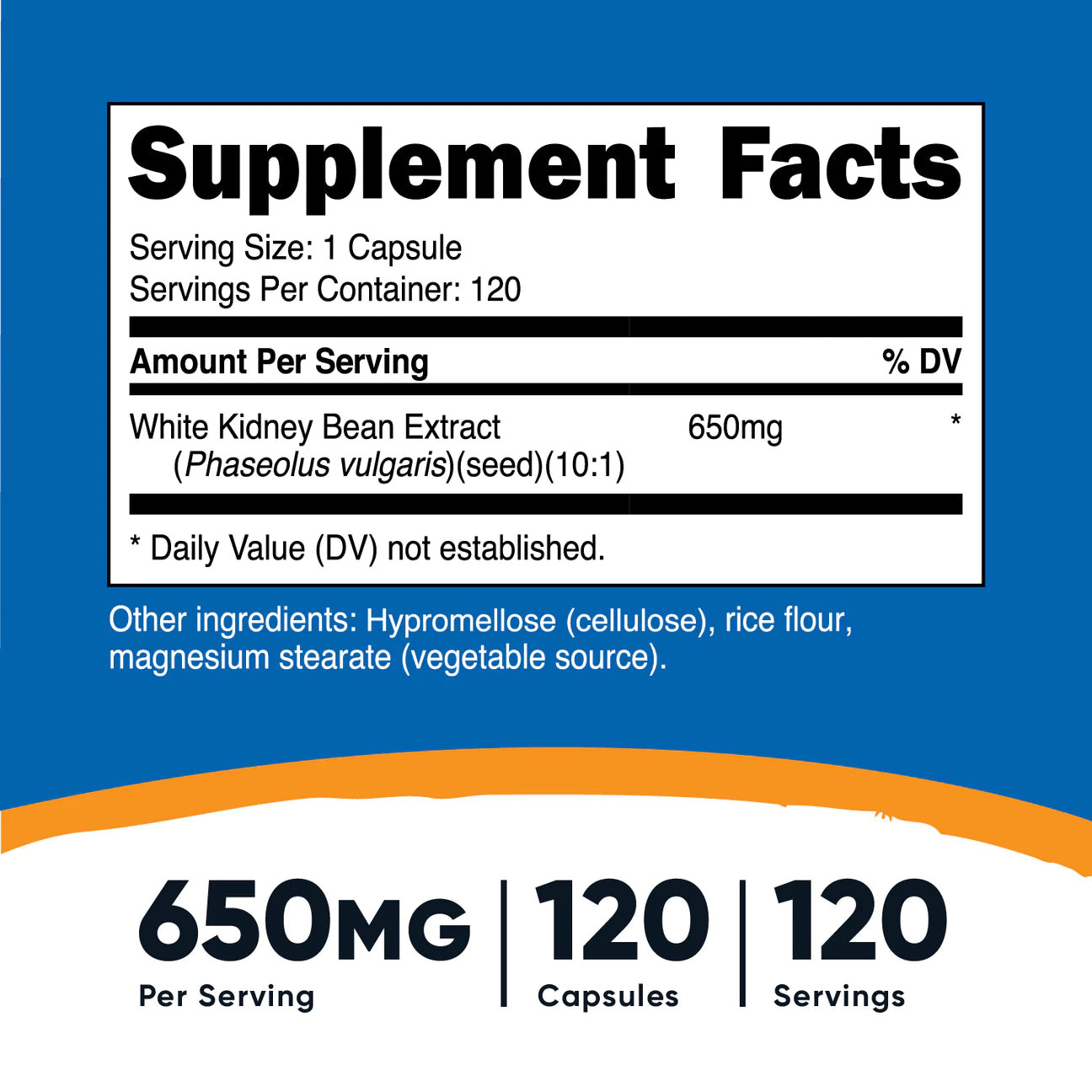 WHITE KIDNEY BEAN 650mg /120 SRV.