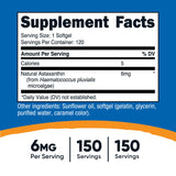 ASTAXANTHIN 6 MG / 120 SOFTGELS NUTRICOST