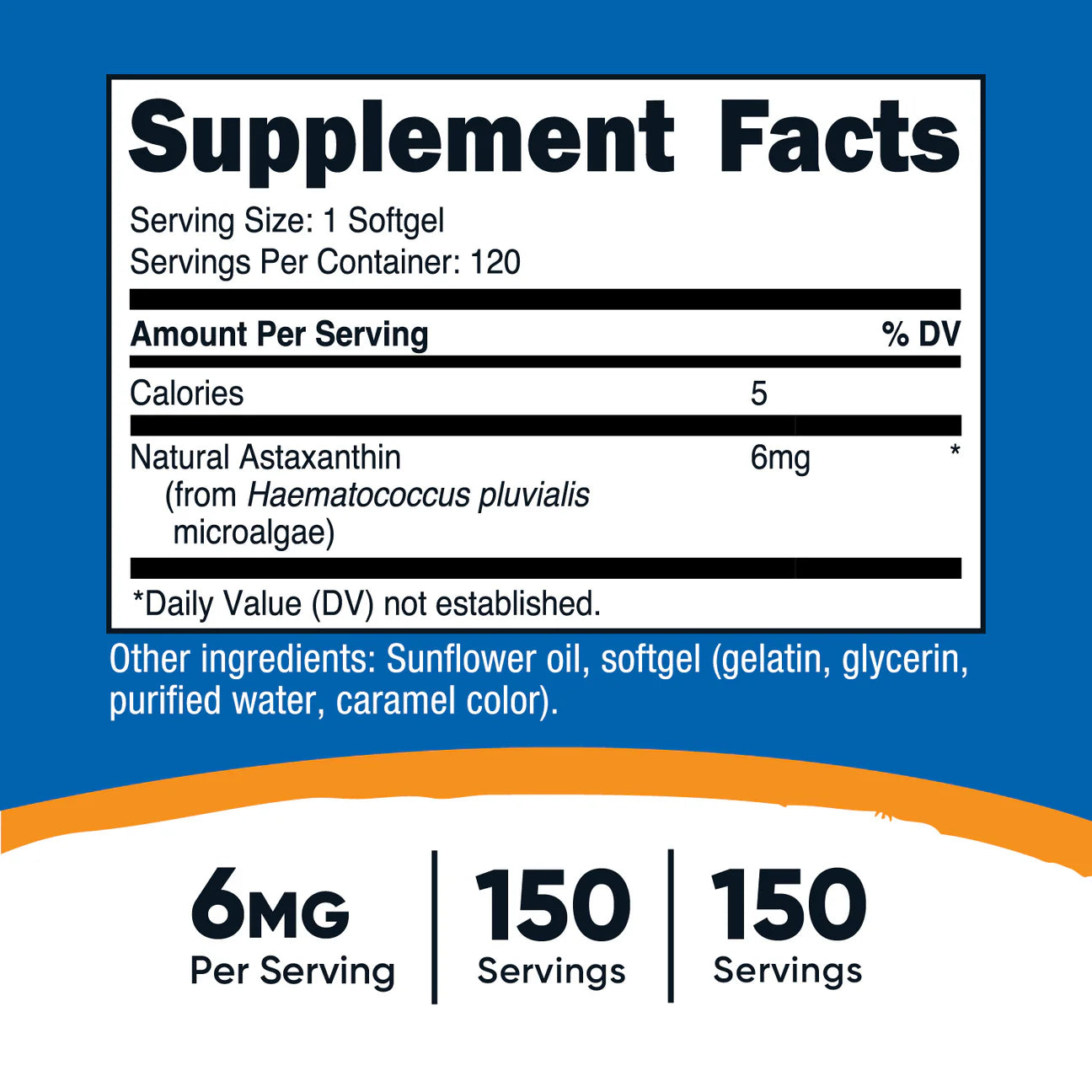 ASTAXANTHIN 6 MG / 120 SOFTGELS NUTRICOST