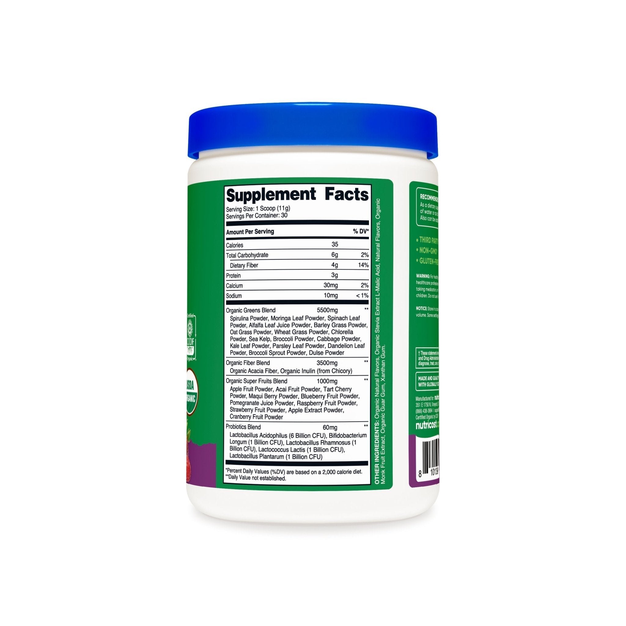 ORGANIC GREENS 30 SRV. MIX BERRY NUTRICOST