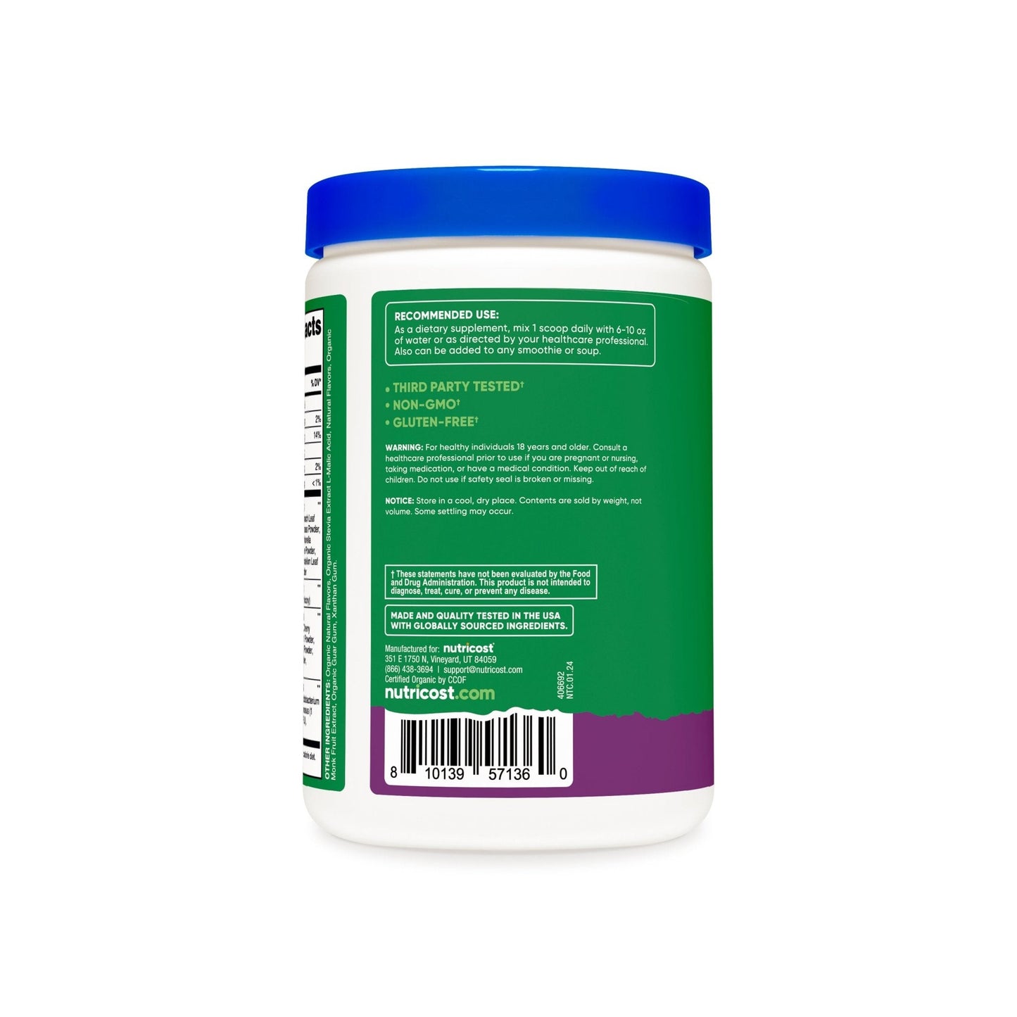 ORGANIC GREENS 30 SRV. MIX BERRY NUTRICOST