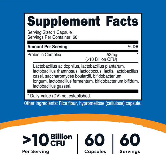 PROBIÓTICO COMPLEX 10 BILLION CFU 60 CAP. NUTRICOST