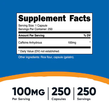 CAFEINA 100 MG 250 CAP NUTRICOST