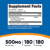 GOTU KOLA 500MG /180 CAP NUTRICOST