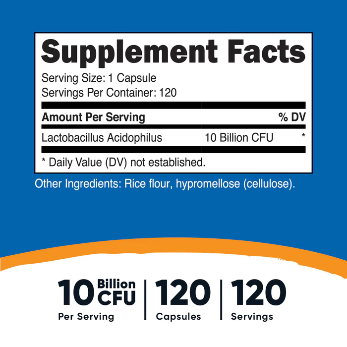 LACTOBACILLUS ACIDOPHILUS 10 BILLION CFU /120 CAP