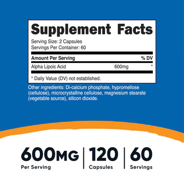 ACIDO ALPHA LIPOICO 600 MG / 120 CAP NUTRICOST