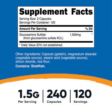 GLUCOSAMINE SULFATE 750 MG / 240 CAP NUTRICOST