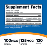 VITAMINA K2+D3 100 MCG 120 SRV. NUTRICOST