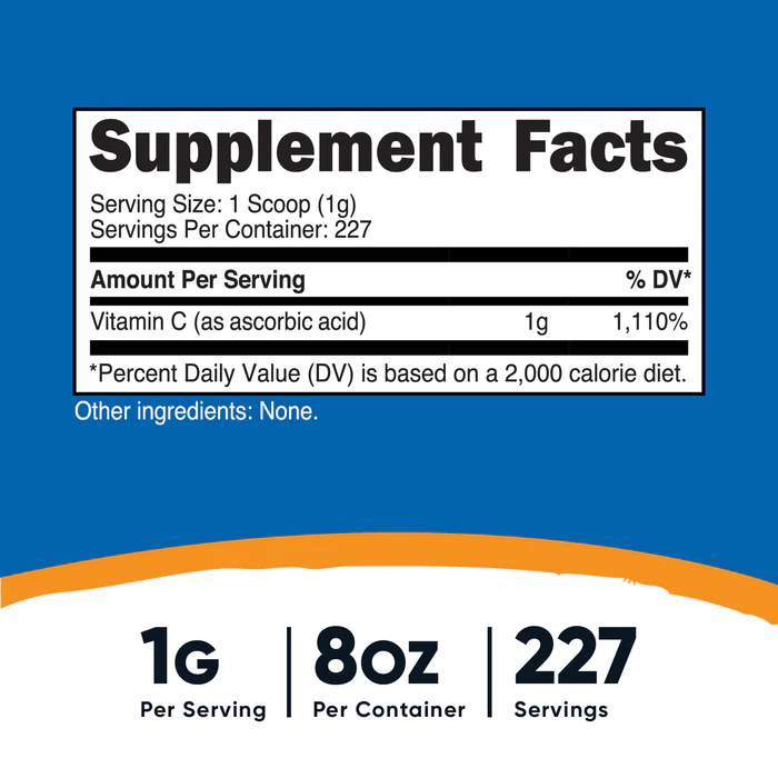 VITAMINA C 250 GR EN POLVO. NUTRICOST