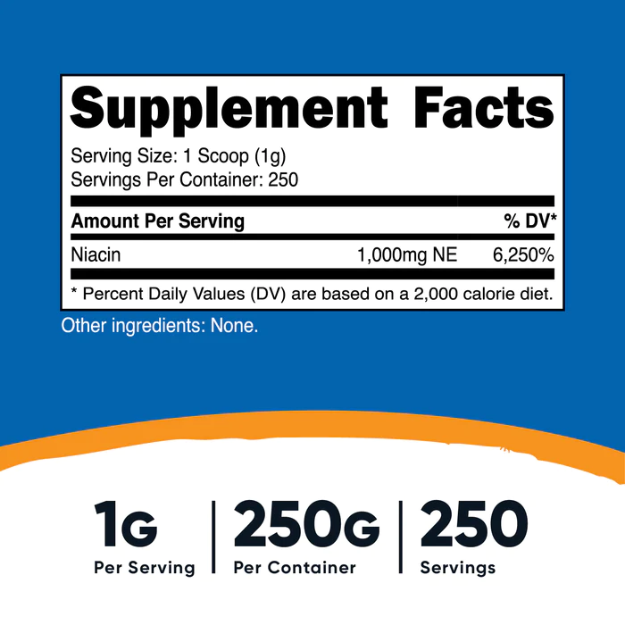 NIACIN (VITAMIN B3) 1G. 250 SRV