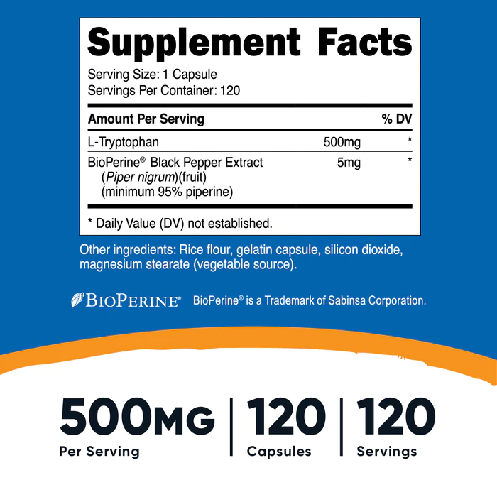 L-TRYPTOPHAN 500 MG/ 120 CAP. NUTRICOST