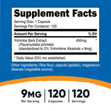 YOHIMBINE BARK 9 MG 120 CAP. NUTRICOST