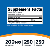 CAFEINA 200 MG 250 CAP. NUTRICOST