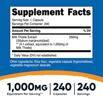 MILK THISTLE CAPSULES 1000 MG 240 CAP NUTRICOST