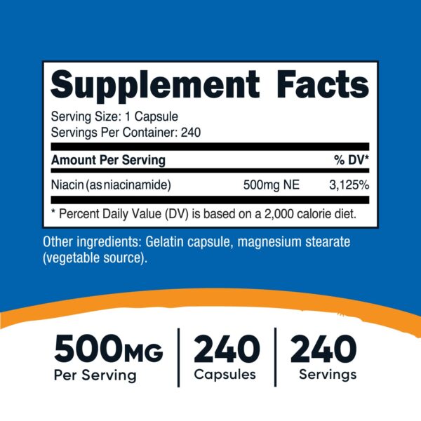 NIACINAMIDE 500GR /240 CAP NUTRICOST - Imagen 2