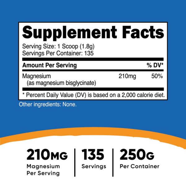 MAGNESIO GLYCINATE POWDER 250 GR NUTRICOST - Imagen 2
