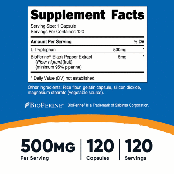 L-TRYPTOPHAN 500 MG/ 120 CAP. - Imagen 2