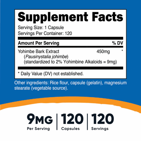 YOHIMBINE BARK 9 MG 120 CAP. - Imagen 2
