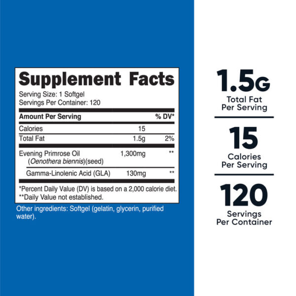 EVENING PRIMROSE OIL SOFTGELS 1,300 MG 120 CAP. - Imagen 3