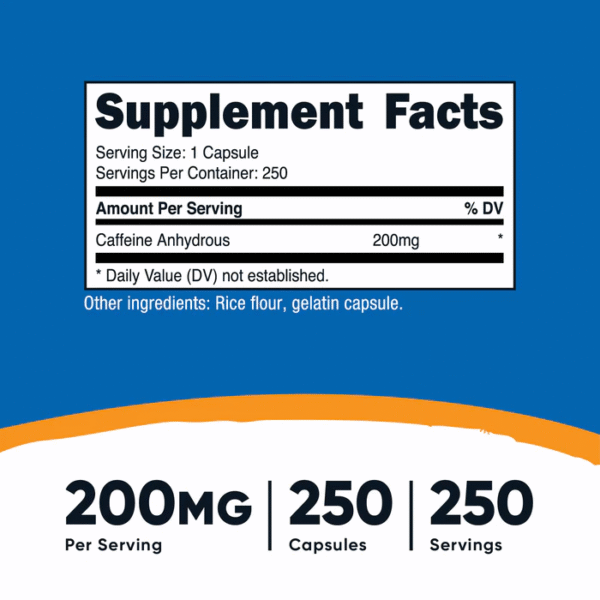 CAFFEINE 200 MG 250 CAP. - Imagen 2
