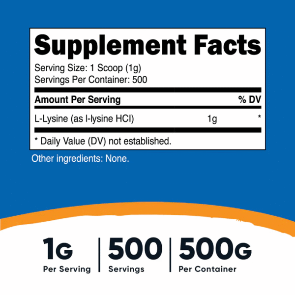 L-LYSINE 1G 500 SRV. - Imagen 2
