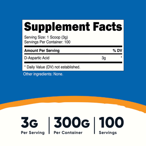 D-ASPARTIC ACID 3,000MG 100 SRV. - Imagen 2