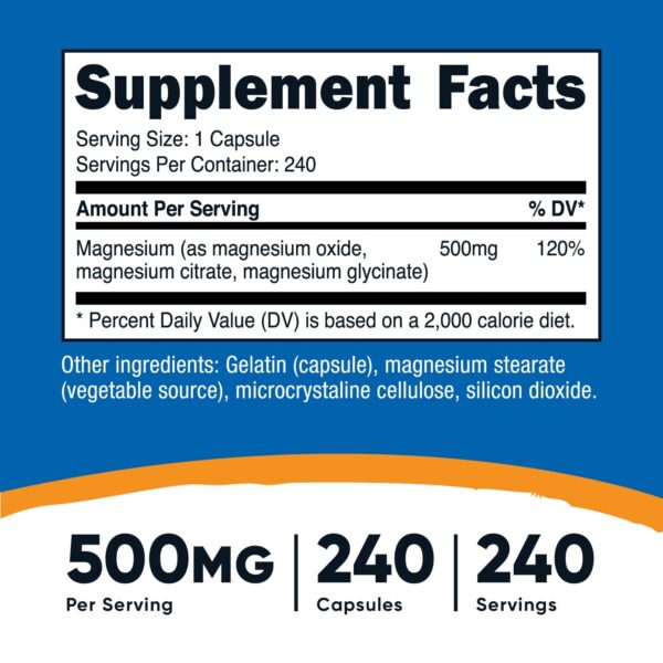 MAGNESIO COMPLEX 500 mg / 240 CAP - Imagen 2