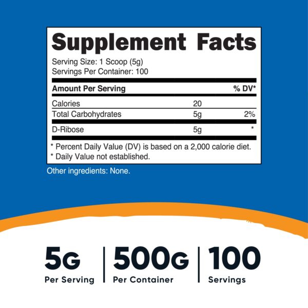 NUTRICOST D-RIBOSE 500G / 100 SRV. - Imagen 2