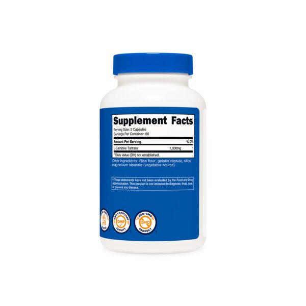 L-CARNITINA TARTRATE 1000mg x 120 CAP. NUTRICOST - Imagen 2