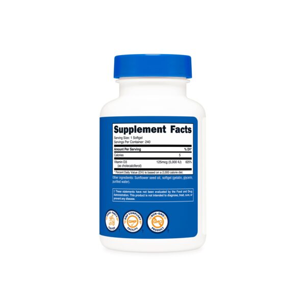 VITAMINA D3 240 SOFTGELS /5000 IU NUTRICOST - Imagen 3