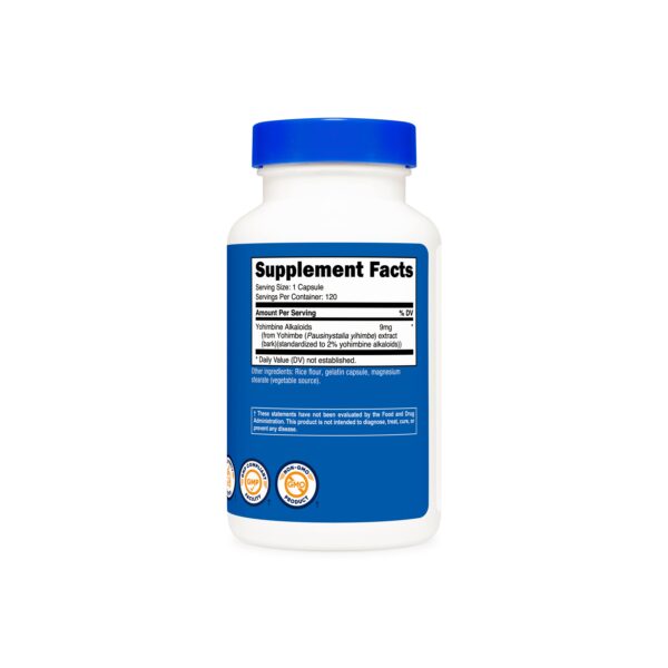 YOHIMBINE BARK 9 MG 120 CAP. NUTRICOST - Imagen 3