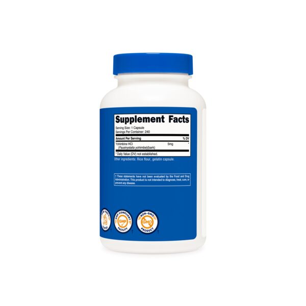 YOHIMBINE 5MG 240 CAP. NUTRICOST - Imagen 3