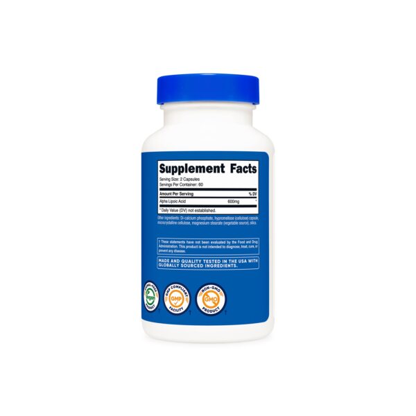 ACIDO ALPHA LIPOICO 600 MG / 120 CAP NUTRICOST - Imagen 2