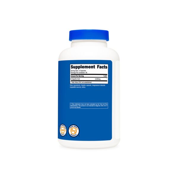 D-ASPARTIC ACID 500MG/ 180 CAP. - NUTRICOST - Imagen 2