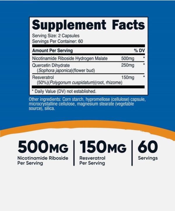 NICOTINAMIDA RIBOSE + RESVERATROL NUTRICOST - Imagen 2