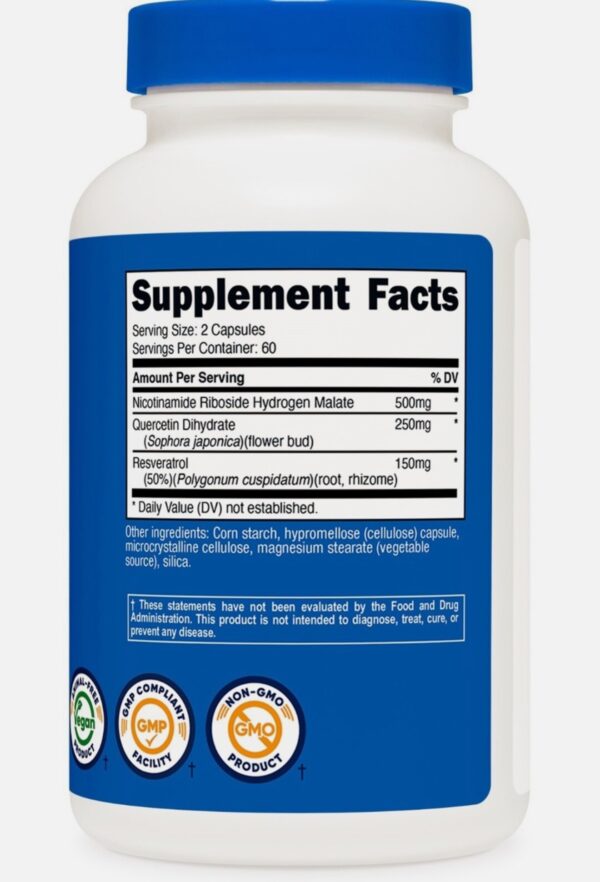 NICOTINAMIDA RIBOSE + RESVERATROL NUTRICOST - Imagen 3