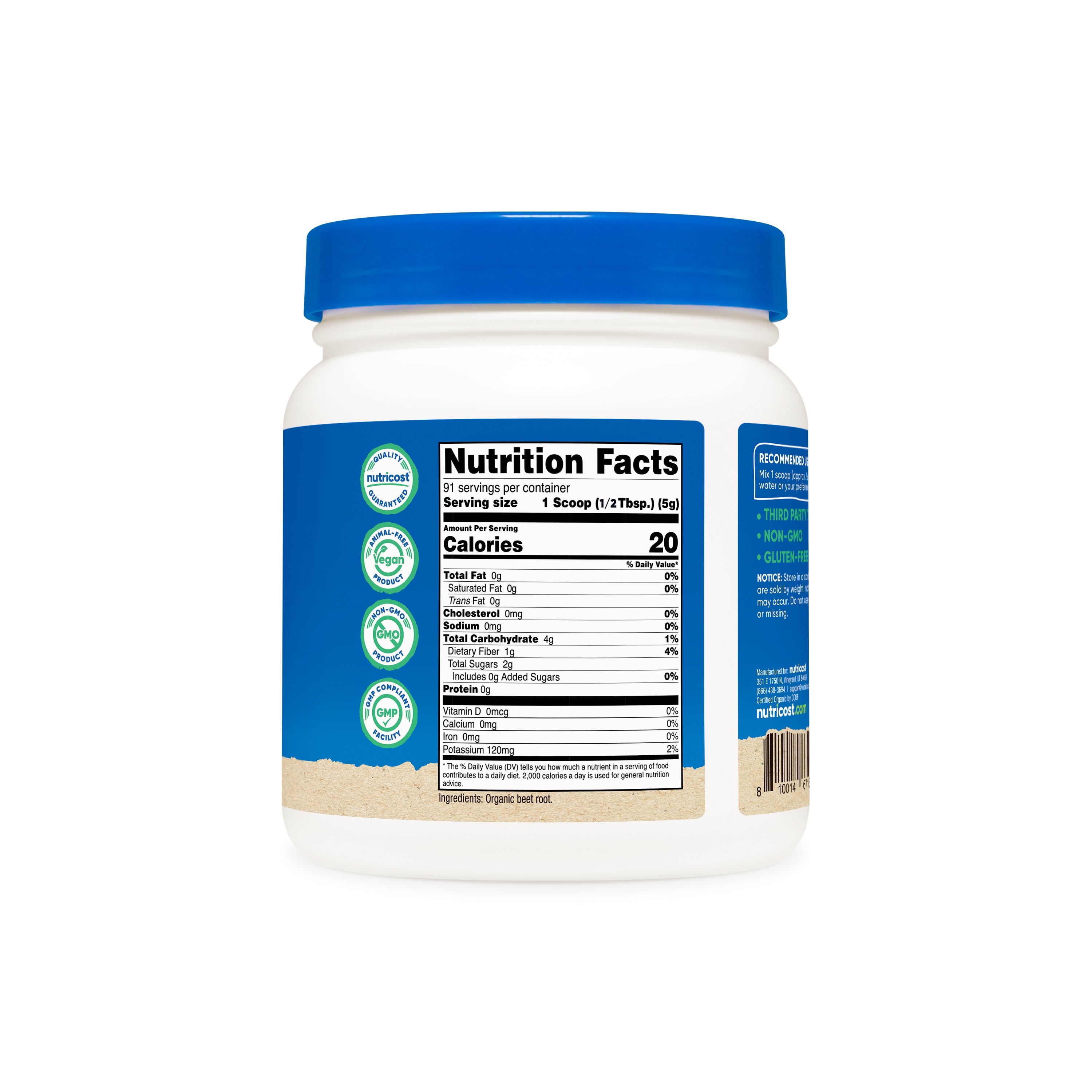 NUTRICOST EXTRACTÓ ORGÁNICO DE REMOLACHA EN POLVO 5G / 91 SERVICIOS - Imagen 2